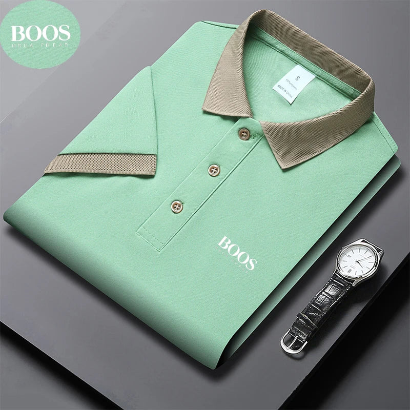 Polo d'été à manches courtes pour hommes, LOGO brodé, grande taille, T-shirt d'affaires en Nylon fin, respirant, de haute qualité