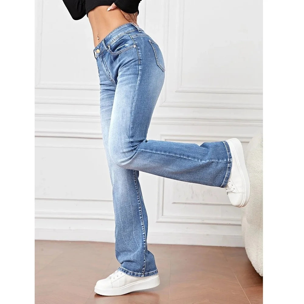 Femmes Stretch Denim jean mince pantalon droit dames décontracté pantalons de mujer pantalon femme