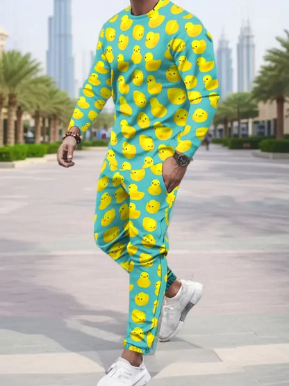 Populaire hommes à manches longues T-Shirts pantalons ensemble mode impression 3D hommes vêtements de sport homme vêtements rue survêtement survêtement 2 pièces tenues