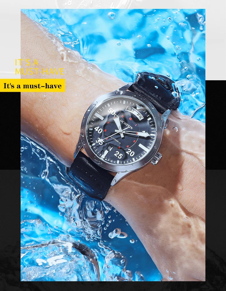 OCHSTIN hommes mode luxe mécanique automatique Date semaine montre couverture arrière transparente Design créatif avec cadran calendrier vert