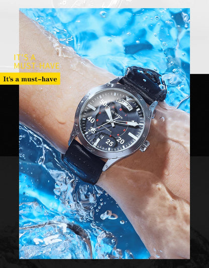 OCHSTIN hommes mode luxe mécanique automatique Date semaine montre couverture arrière transparente Design créatif avec cadran calendrier vert