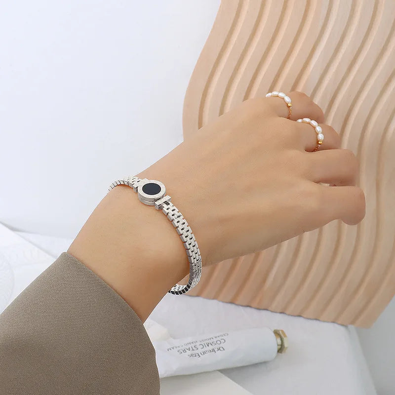 Femme Bijoux plaqué or 18 carats acier chirurgical retour à Rome amour lettre Bracelet chiffre romain Bracelet