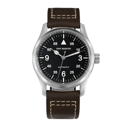 San Martin – montre pilote pour hommes, 37mm, Miyota 8215, mode Simple, militaire, automatique, mécanique, étanche à 100m, BGW-9