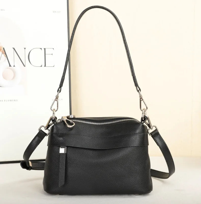 Sac à bandoulière en cuir de vachette pour femme, couche de tête, grande capacité, multi-compartiments, décontracté, sac à ati elles pratique, initié