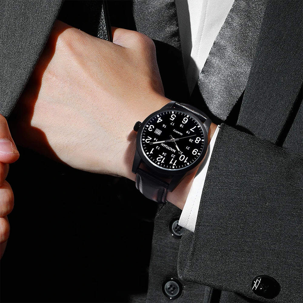 MAOYUAN 2025 nouveau haut montre pour hommes calendrier sport loisirs mode Style marron noir cuir étanche montre à Quartz