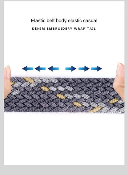 Ceinture en toile tissée pour hommes, tout élastique, extensible, pour garçons, jeunes pantalons polyvalents, Jeans, ceinture à la mode boutonnée