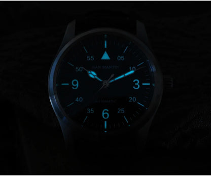San Martin – montre pilote pour hommes, 37mm, Miyota 8215, mode Simple, militaire, automatique, mécanique, étanche à 100m, BGW-9