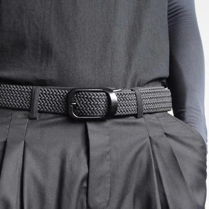 Ceinture tissée élastique en toile extensible pour hommes et femmes, sans trous, sans poinçon, pour pantalons d'étudiant polyvalents de Style coréen