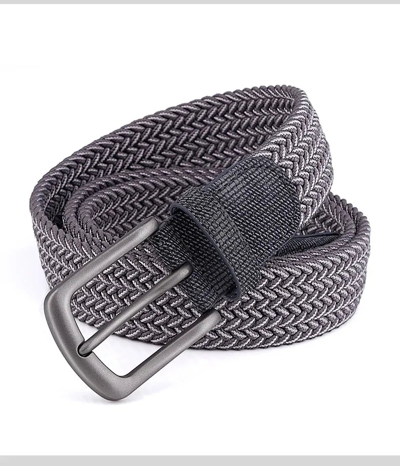 Ceinture en toile tissée pour hommes, tout élastique, extensible, pour garçons, jeunes pantalons polyvalents, Jeans, ceinture à la mode boutonnée