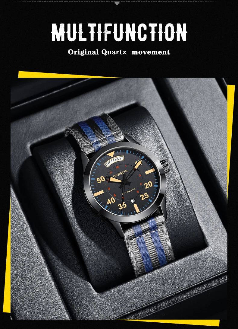 OCHSTIN hommes mode luxe mécanique automatique Date semaine montre couverture arrière transparente Design créatif avec cadran calendrier vert