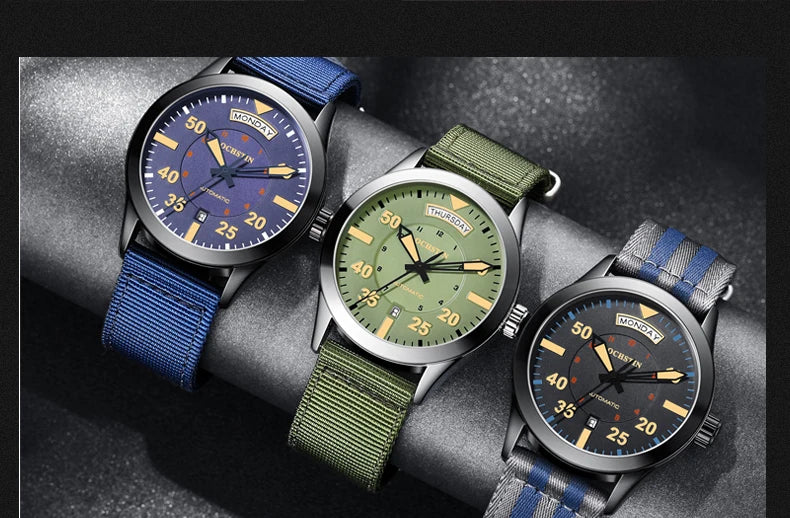 OCHSTIN hommes mode luxe mécanique automatique Date semaine montre couverture arrière transparente Design créatif avec cadran calendrier vert