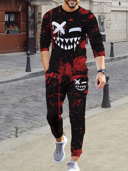 Populaire hommes à manches longues T-Shirts pantalons ensemble mode impression 3D hommes vêtements de sport homme vêtements rue survêtement survêtement 2 pièces tenues