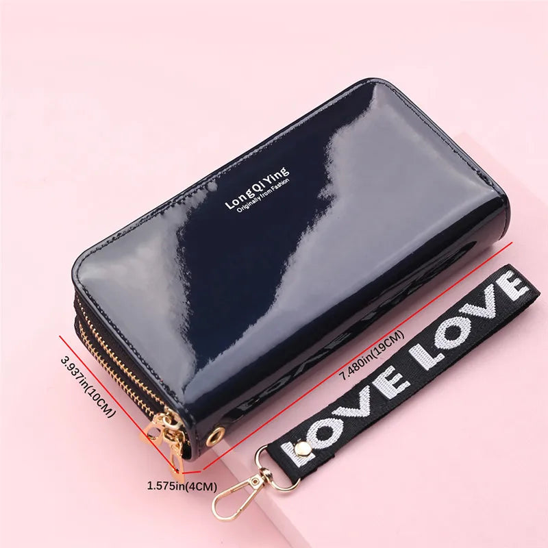 Portefeuille Long en cuir PU souple pour femmes, Double fermeture éclair, pochette pour pièces de monnaie, grande capacité, porte-carte de visite, nouvel arrivage