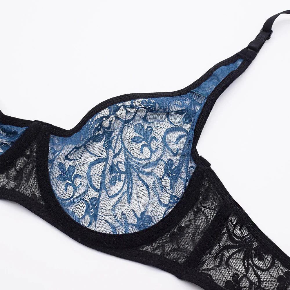 Sous-vêtements pour femmes dentelle soutiens-gorge à armatures BH évider broderie élégant décontracté Sexy Lingerie hauts grande taille brassière