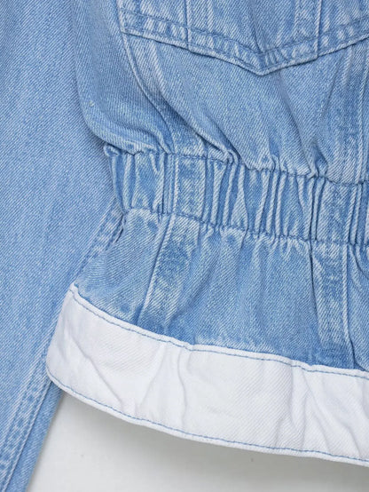 HH – costume en Denim Vintage pour femme, manteau à revers à manches longues et simple boutonnage + jean taille haute à jambes larges, ensemble de mode de rue, automne 2024