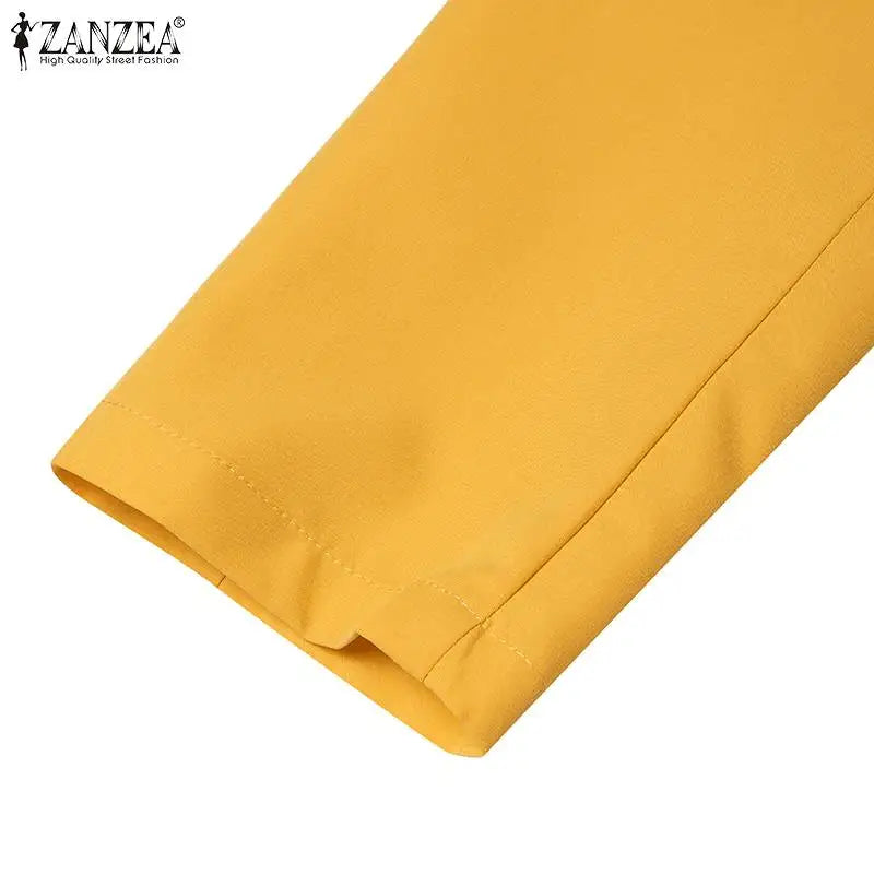 ZANZEA femmes mode 2 pièces Blazer costumes cranté revers à manches longues Blazer pantalon ensembles élégant bureau dame solide 2 pièces tenues