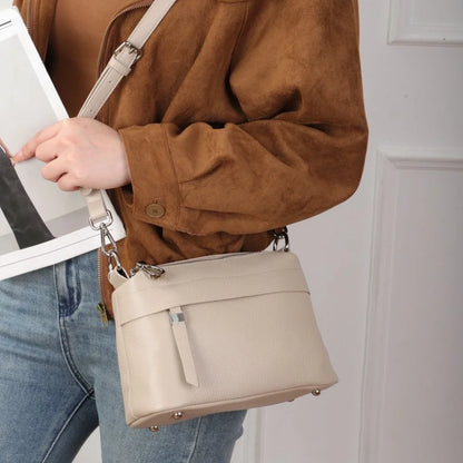 Sac à bandoulière en cuir de vachette pour femme, couche de tête, grande capacité, multi-compartiments, décontracté, sac à ati elles pratique, initié