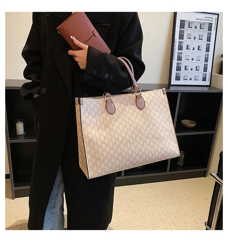 Sacs pour femmes de grande capacité en Europe et aux états-unis, sac à bandoulière rétro lettres classiques, sacs à main de banlieue en PU pour femmes