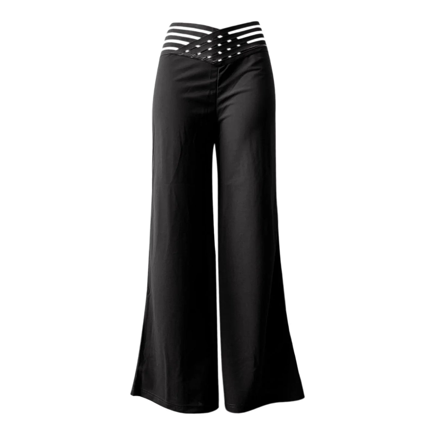 Pantalon évasé pour femmes, élégant, bureau, décontracté, taille haute, printemps été, solide, croisé, maille transparente, Patch, jambes larges
