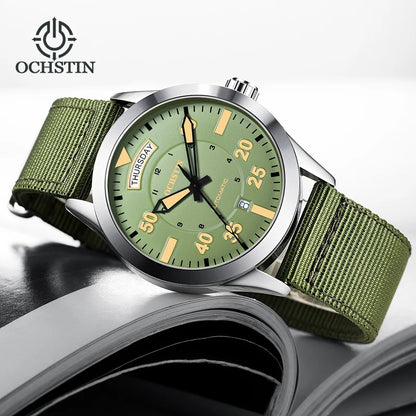 OCHSTIN hommes mode luxe mécanique automatique Date semaine montre couverture arrière transparente Design créatif avec cadran calendrier vert