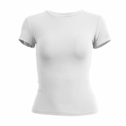 Femme vêtements à manches courtes T-shirt coupe ajustée hauts femme col rond tricoté gaine T-shirt vêtements de rue sexe sportif 2024 Y2K New2410
