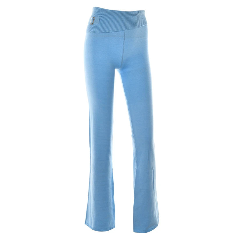 Tenue 2 pièces en tricot côtelé pour femmes, manches longues, fermeture éclair, coupe cintrée, haut court à capuche, pantalon Long élastique, ensemble survêtements Y2K