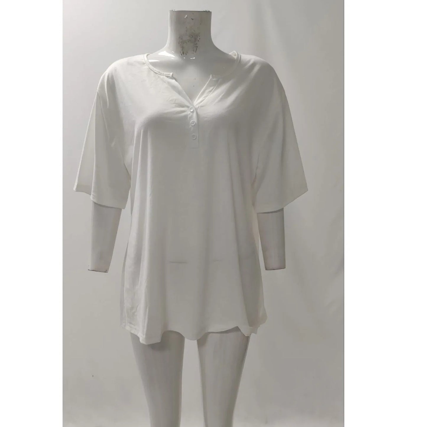 Pull décontracté à col en V pour femmes, manches 3/4, imprimé, été, délicat, 03/chemises, chemisiers