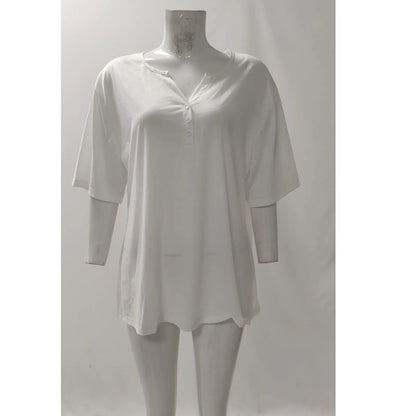 Pull décontracté à col en V pour femmes, manches 3/4, imprimé, été, délicat, 03/chemises, chemisiers