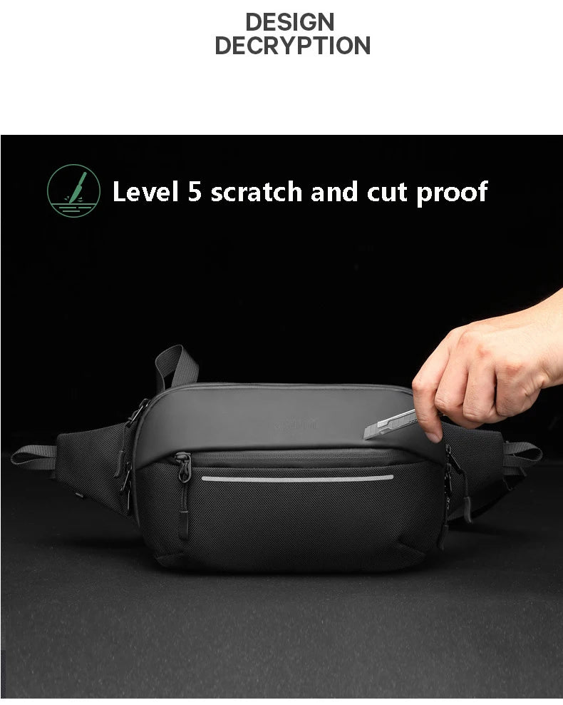 Sac à Bandoulière Multifonction Extensible et Étanche pour Homme, Sacoche de Poitrine, Voyage