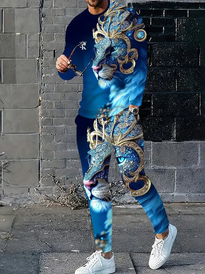 Populaire hommes à manches longues T-Shirts pantalons ensemble mode impression 3D hommes vêtements de sport homme vêtements rue survêtement survêtement 2 pièces tenues