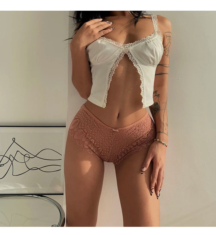 Culotte Sexy pour femmes sous-vêtements taille basse slip en dentelle transparente respirant doux Lingerie femme caleçon Sexy femme culotte