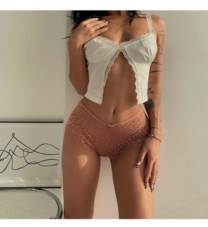 Culotte Sexy pour femmes sous-vêtements taille basse slip en dentelle transparente respirant doux Lingerie femme caleçon Sexy femme culotte