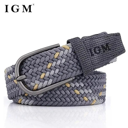 Ceinture en toile tissée pour hommes, tout élastique, extensible, pour garçons, jeunes pantalons polyvalents, Jeans, ceinture à la mode boutonnée