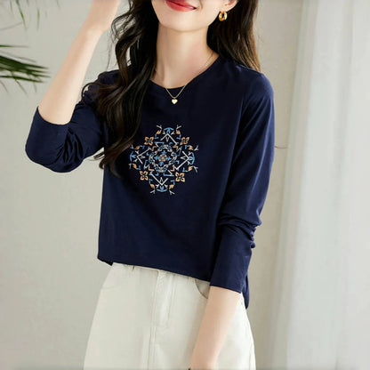 T-shirt à manches longues pour femmes, haut fin et ample, à la mode, intérieur et extérieur, printemps et automne, 2025