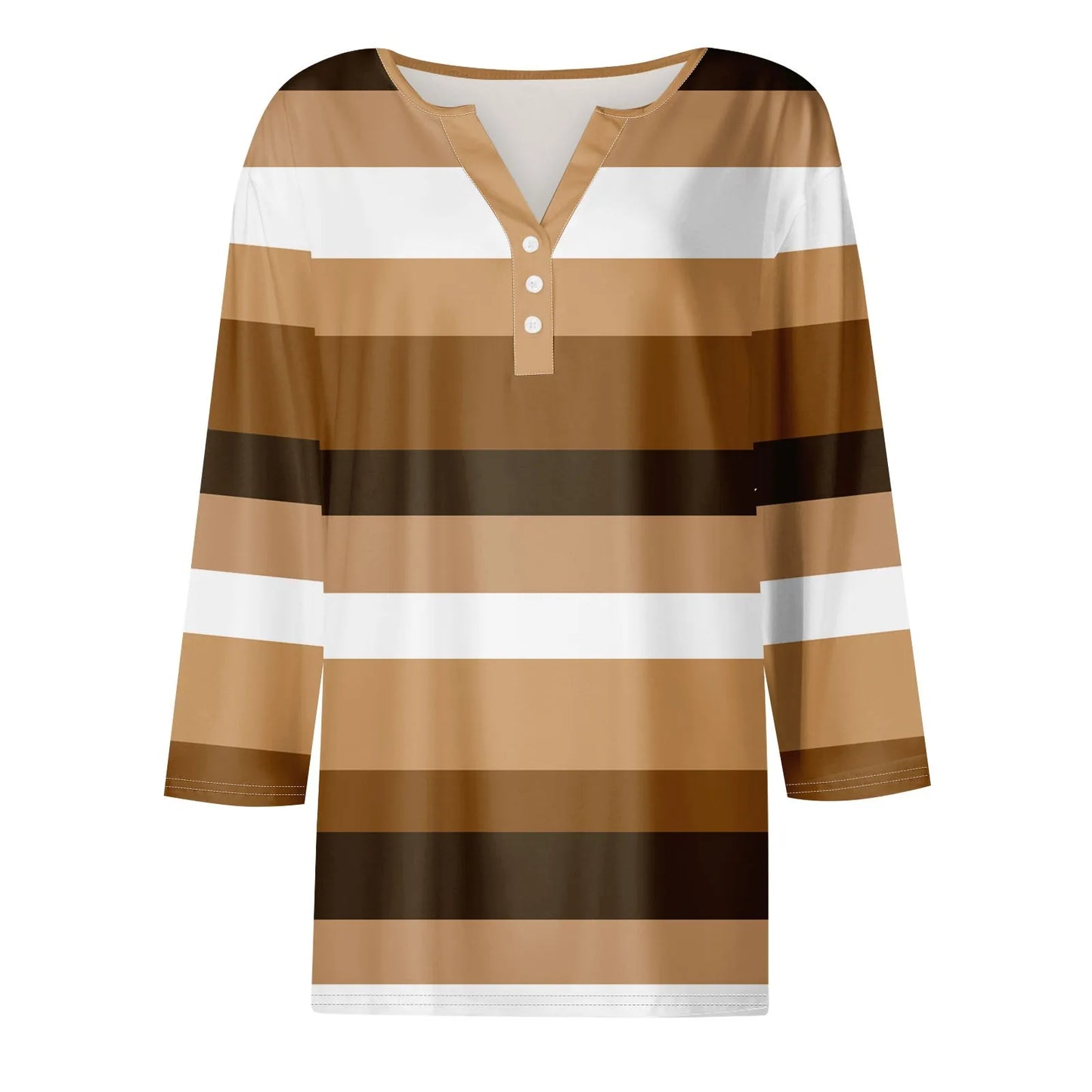 Pull décontracté à col en V pour femmes, manches 3/4, imprimé, été, délicat, 03/chemises, chemisiers