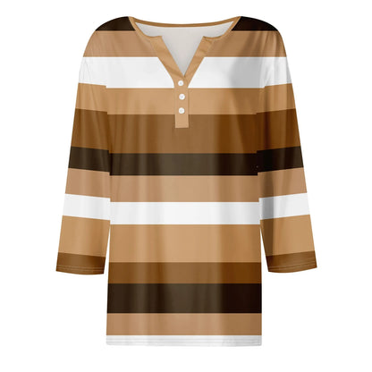 Pull décontracté à col en V pour femmes, manches 3/4, imprimé, été, délicat, 03/chemises, chemisiers