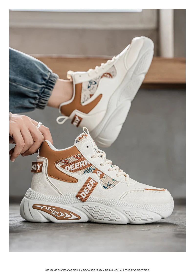 Chaussures de marche pour hommes, baskets montantes à semelle épaisse, antidérapantes, confortables, décontractées, tendance, Skateboard, nouvelle collection 2025