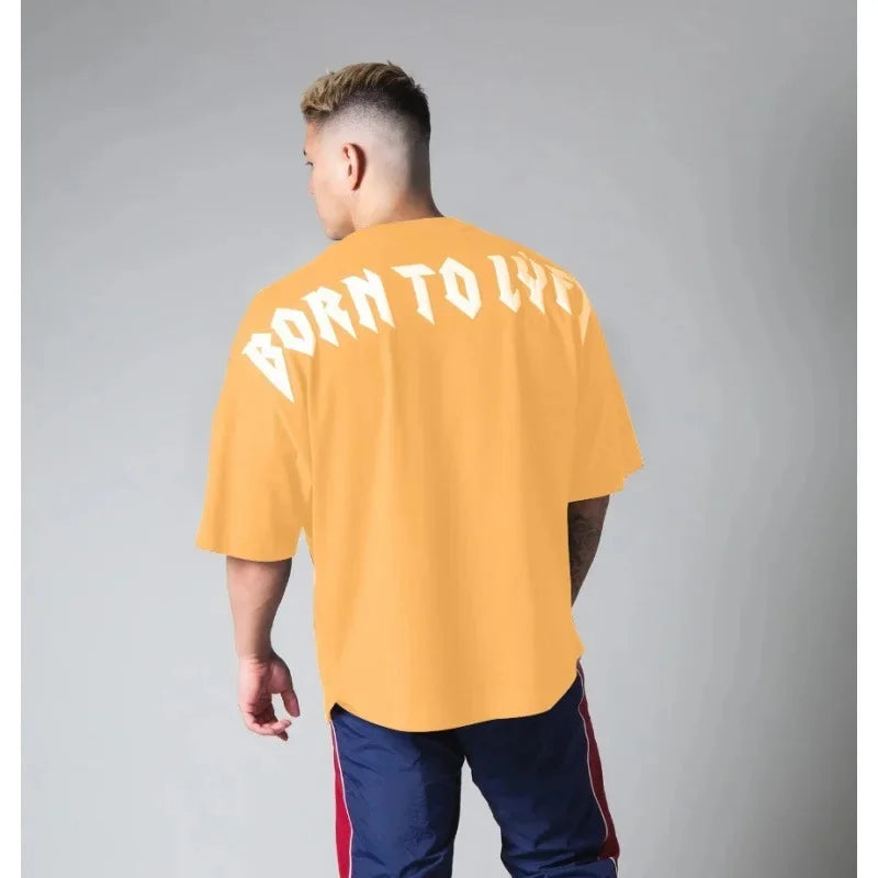 Coupe ample hommes été automne sport T-Shirt Fitness basket-ball à manches courtes élastique haut décontracté en Style coréen grande taille