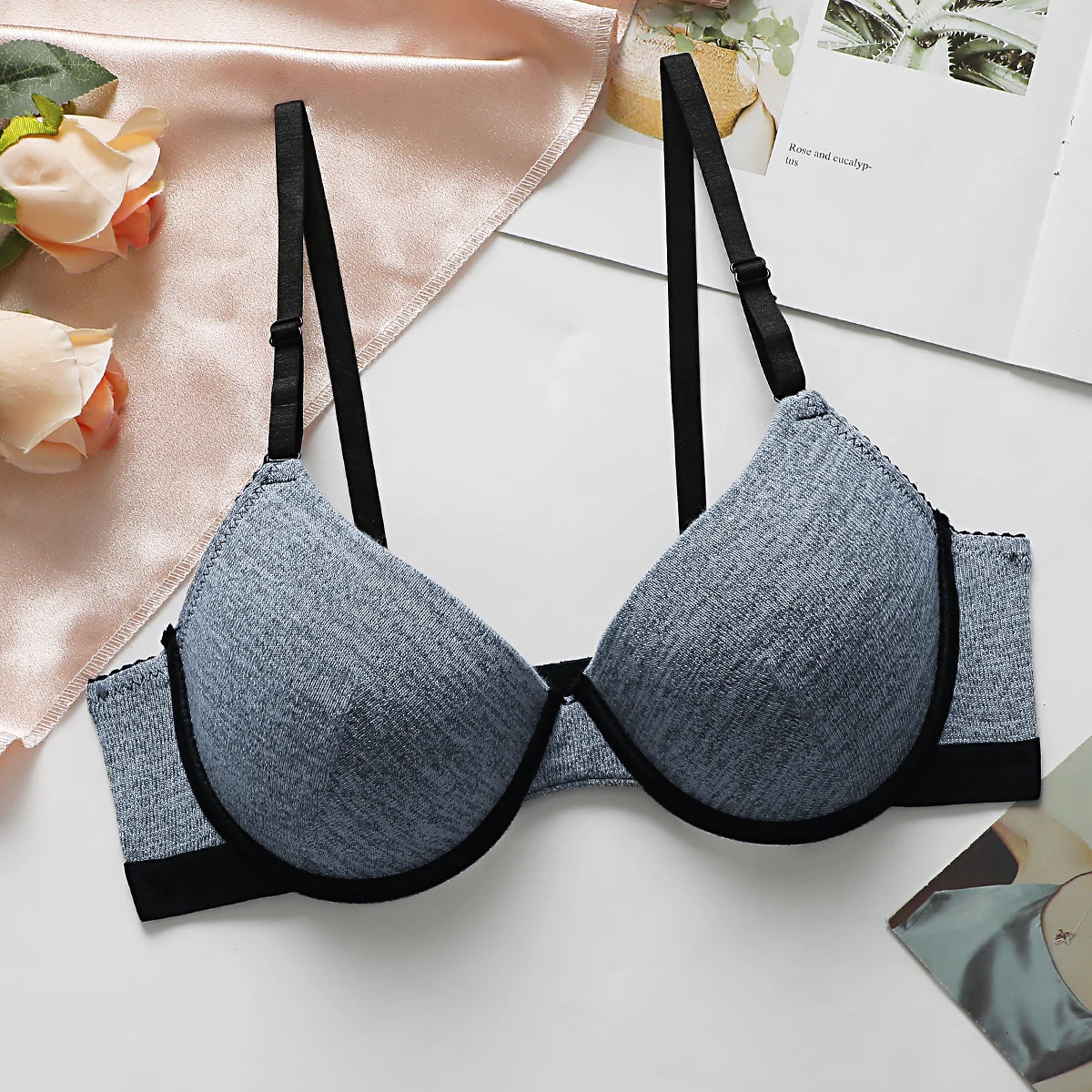 Sous-vêtements Sexy pour femmes avec jantes en acier, bretelles Push Up rassemblées, soutien-gorge réglable, Lingerie tricotée confortable au quotidien