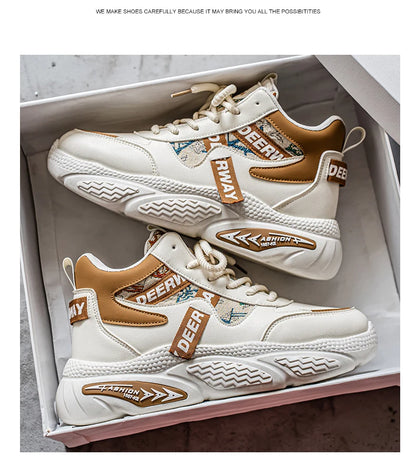 Chaussures de marche pour hommes, baskets montantes à semelle épaisse, antidérapantes, confortables, décontractées, tendance, Skateboard, nouvelle collection 2025