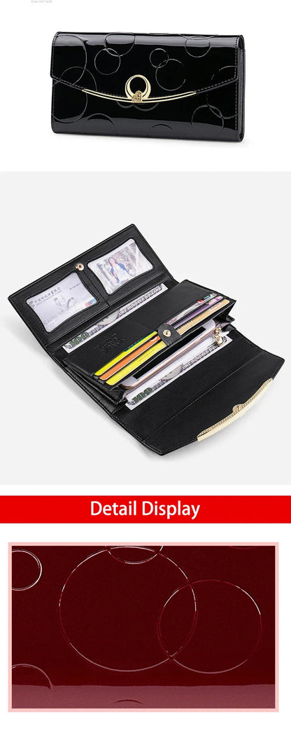 Portefeuilles en cuir véritable 	 Sacs à main de luxe pour femmes, porte-carte RFID, Long sac à main de bonne qualité, cadeau pour dames