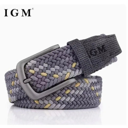 Ceinture en toile tissée pour hommes, tout élastique, extensible, pour garçons, jeunes pantalons polyvalents, Jeans, ceinture à la mode boutonnée