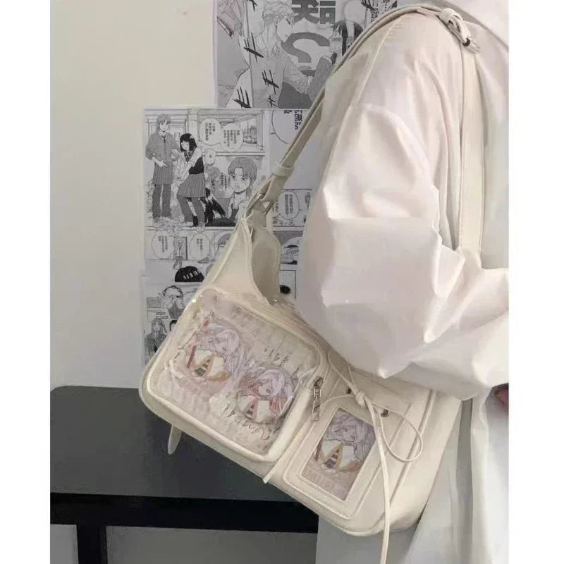 Sac à bandoulière transparent pour femme, sac à main preppy pour femme, sac à bandoulière scolaire, sac à main pour femme, designer japonais, Y2K, lancé Harajuku, coréen, Ita