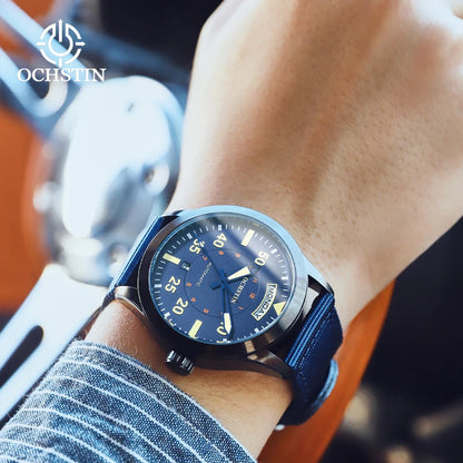 OCHSTIN hommes mode luxe mécanique automatique Date semaine montre couverture arrière transparente Design créatif avec cadran calendrier vert