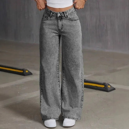 Jean pantalon droit femmes Denim lavé Jean pleine longueur maman broderie poches ample taille haute Vintage fermeture éclair mouche épissé