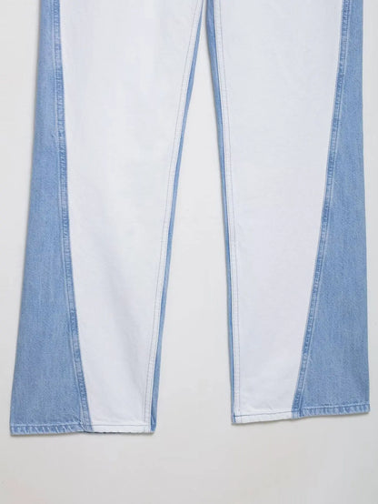 HH – costume en Denim Vintage pour femme, manteau à revers à manches longues et simple boutonnage + jean taille haute à jambes larges, ensemble de mode de rue, automne 2024