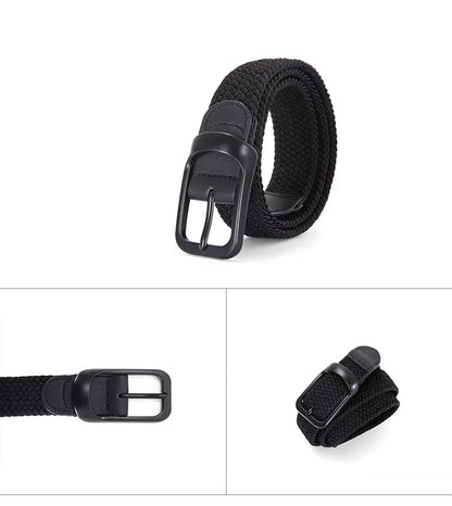 Ceinture tissée élastique en toile extensible pour hommes et femmes, sans trous, sans poinçon, pour pantalons d'étudiant polyvalents de Style coréen