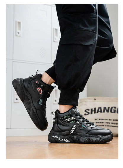 Chaussures de marche pour hommes, baskets montantes à semelle épaisse, antidérapantes, confortables, décontractées, tendance, Skateboard, nouvelle collection 2025