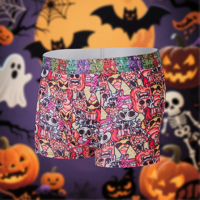 FARDLY 3 pièces cadeau d'Halloween pour hommes Boxer pour hommes sous-vêtements doux et respirants caleçons extensibles confortables