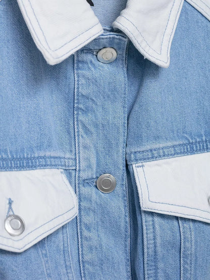 HH – costume en Denim Vintage pour femme, manteau à revers à manches longues et simple boutonnage + jean taille haute à jambes larges, ensemble de mode de rue, automne 2024